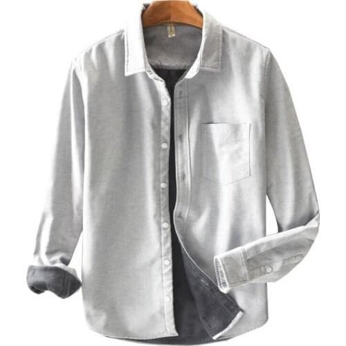 Brand Men Long Sleeve Winter Warm Casual Shirt Mens Thick Velvet Oxford Dress Shirts Slim Fit Male Shirts plus size 3XL