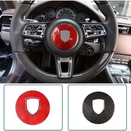 Real Carbon Fiber for Porsche 911 718 Cayenne Macan Panamera Cayman Car Steering Wheel Decoration Panel Cover Trim Accessories