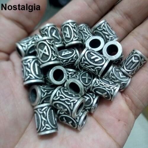 Nostalgia 1pcs Viking Runes Nordic Amulet Diy Charms 10mm Beads For Jewelry Making Bracelets Bangles Fashion Accessories 2020