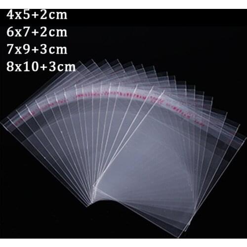 Wholesale 100pcs Transparent Self-adhesive Small Cello Self Sealing Bag package Thick Clear Cellophane OPP Plastic poly Bags