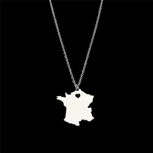 Europe And The United States Hot - Selling Jewelry French Stainless Steel Map Pendant Necklace
