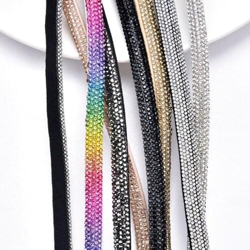 Half Round Crystal Cord Trim Sew on Rhinestone Banding Ribbon Tube Wrapped Cotton for Hair Pin High Heel Shoes Dress Decoration