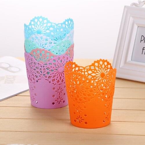 Hollow Flower Brush Storage Pen Pencil Pot Holder Container Desk Organizer Gift