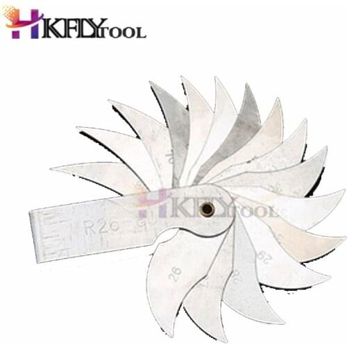 R26-80mm Measure Tool 16 Leaves Metal Radius Gauge Gage Measuring Tool External Internal Concave Convex Measuring Gauging Tool