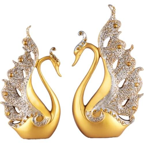 Romantic Couple Swan Ornaments Wine Cabinet TV Cabinet Home Decor Wedding Gifts