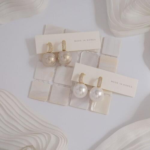 Romantic Luxury 14K Gold Micro Inlaid Zircon Large Pearl Earrings Chic New Fashion Noble Jewelry Bridal Pendant