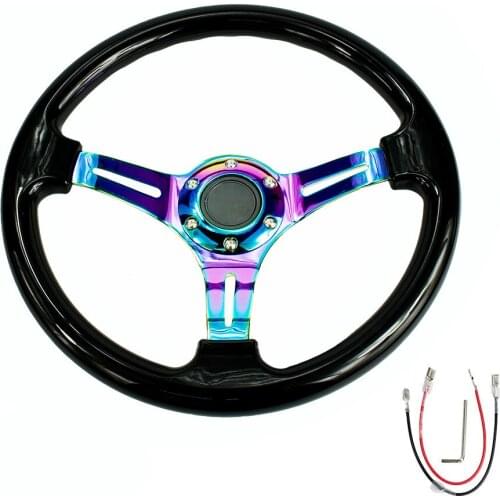Chrome 350mm 14inch ABS Steering 45mm Wheel Deep dish Universal Car Auto Racing Steering wheels