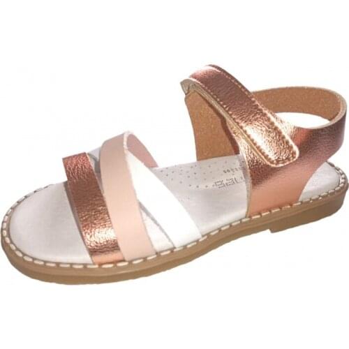Sandals for girls in metallic leather bronze