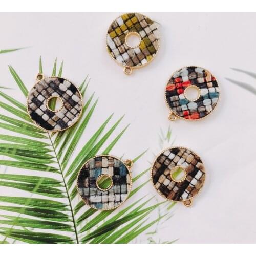 Alloy Round Pendant Necklace Charms DIY Material Jewelry Earring Accessories