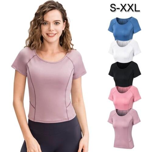 Sports tops gym women Yoga Shirt Solid Sportswear Short Sleeve Quick Dry Running T-shirt Fitness yoga top Training top for women
