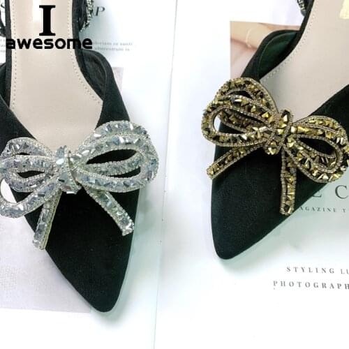 Rhinestone Shining Bow bow-knot Bridal Wedding Party Shoes Accessories For high Heels Flats Slipper Shoe Decorations flower