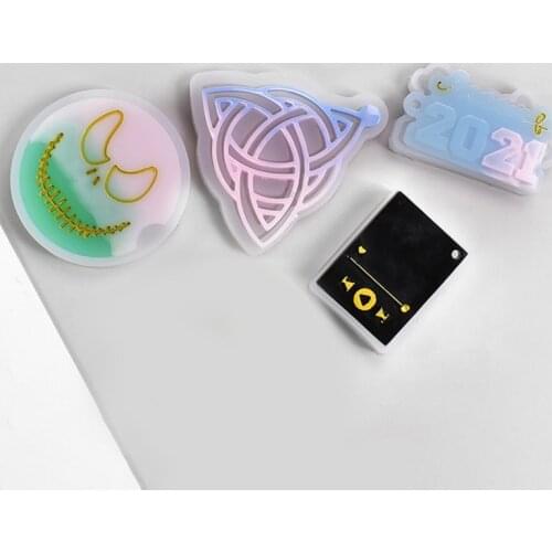 Super Glossy Keychain Crystal Epoxy Resin Mold Pendant Silicone Mould DIY Crafts Jewelry Necklace Making Tool