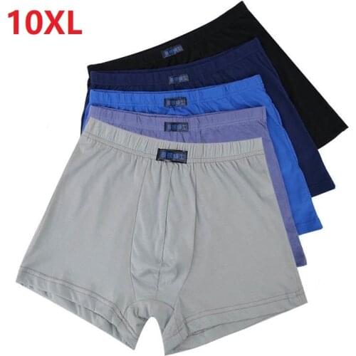 5pcs/lot 10XL 9XL 8XL Plus Size 100%Cotton Mens Underwear Boxer Men Breathable Solid Flexible Underpants Boxershorts Underpants