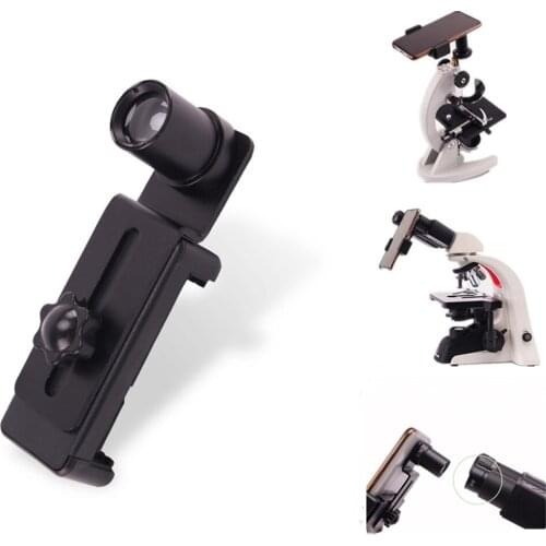 Universal Mobile Phone Adapter Clip Bracket Holder Mount Microscope Telescope with 12.5X Eyepiece