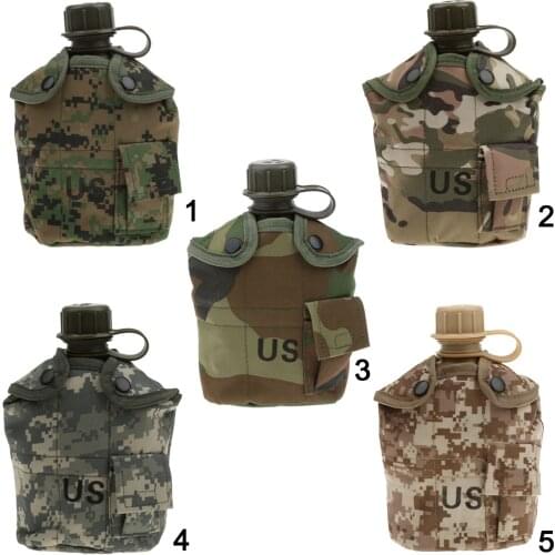 Outdoor 1L Military Camping Army Water Bottle With Pouch Tactical Gear Pouch for Camping Hiking Survival Climbing Accessories