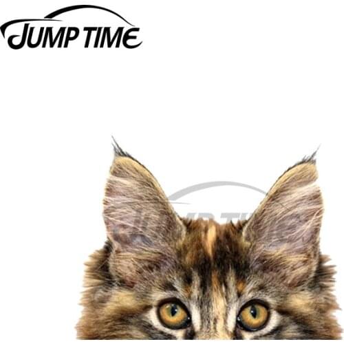Jump Time 13 x 6cm For Peeking Maine Coon Cat Car Sticker Motor Windows Refrigerator Decoration Scratch Proof Waterproof Decal