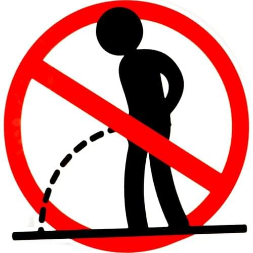 High Quality Cute Funny Fashion No Peeing Car Stickers Pvc Personality Decorative Decals Customizable Colors In This Place