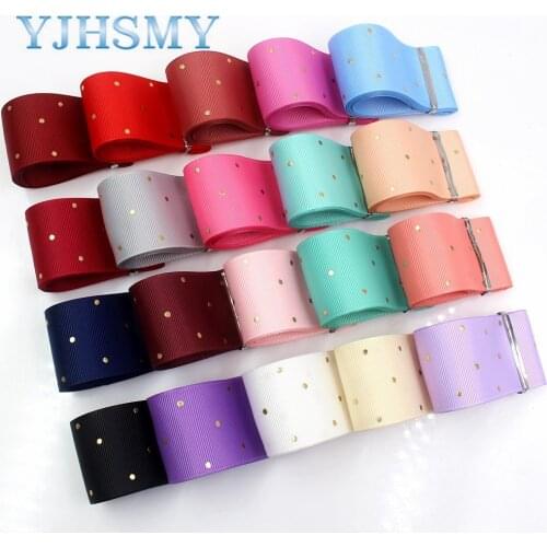 YJHSMY I-19407-862,10yards,hot sale 38mm Solid color dot hot stamping grosgrain Ribbons,bow cap DIY accessories decorations