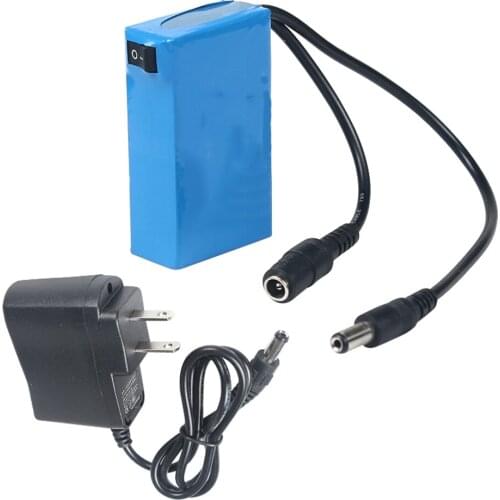 DVISI 4400mAh Li-ion Battery backup Pow Portable DC 12V 12.6V Rechargeable Battery Pack Protection Case Cover EU/US plug Adaptor