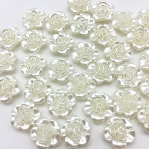 50pcs 12mm Ivory Pearls Roses Flowers Embellishments For Cardmaking Scrapbooking DIY Flatbacks Cabochons Decorations