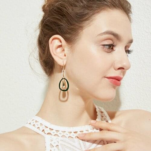 Design Sense Geometric Green Enamel Long Earrings for Women 2020 New Fashion Korean Temperament Simple Summer Earrings