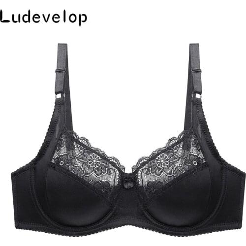 Womens Ultra thin Bra Full Coverage Sexy Soft Underwire Lace Padded Brassiere Minimizer Bh Plus Size B C Cup