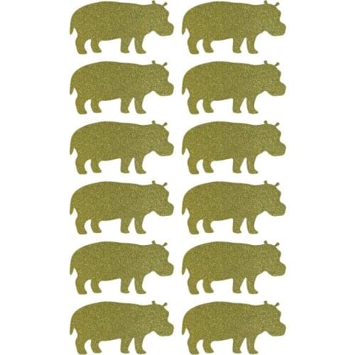3.8x1.9cm Hippo gold glitter sticker label