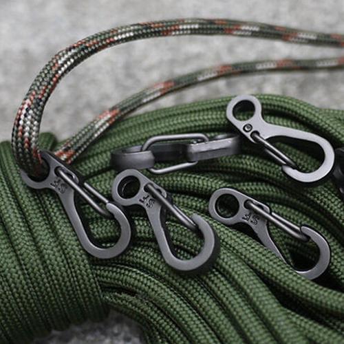 10pcs Mini SF Spring Backpack Clasps Climbing Carabiners Keychain Camping Bottle Hooks Paracords Tactical Survival Gear
