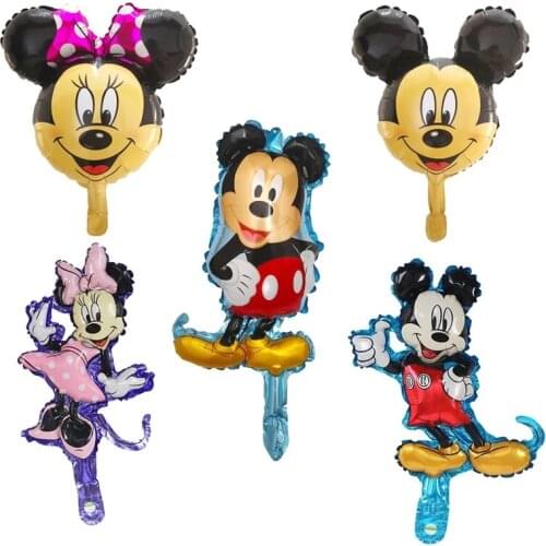 10Pcs Mini Mickey Mouse Birthday Decorations Foil Balloons Disney Cartoon Cake Minnie Mouse Baby Shower Party Supplies Toys
