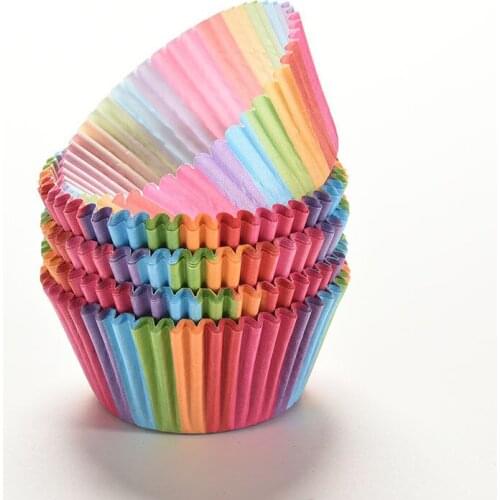 100Pcs Colorful Cake Cup Cupcake Wrapper Cup Paper Baking Tray Cake Mold Party Tray Cake Mold Decorating Tools Cupcake Paper