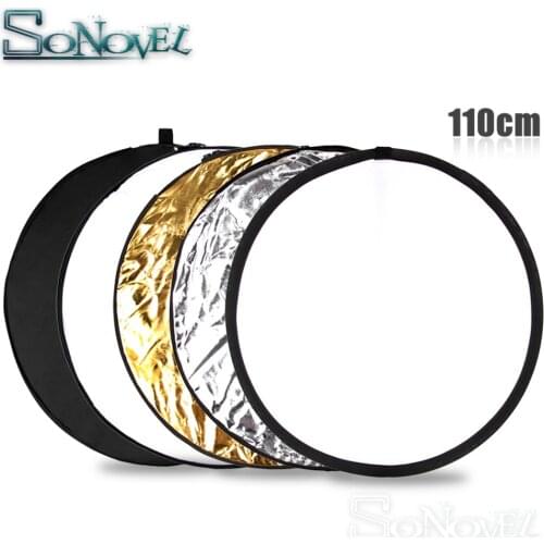 110CM 43" 5 in 1 Portable Collapsible Light Round Photography Reflector & Carrying Bag for Studio Disc Photographic Accessories