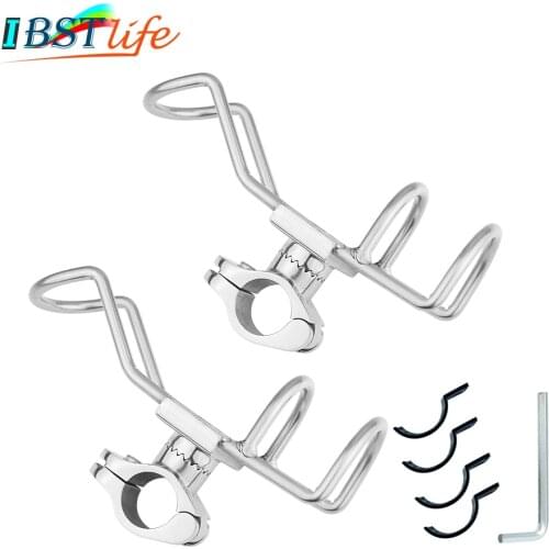 2PCS Stainless Steel 316 fishing rod rack holder pole bracket support clamp on rail mount 26 or 32mm boat Accessories