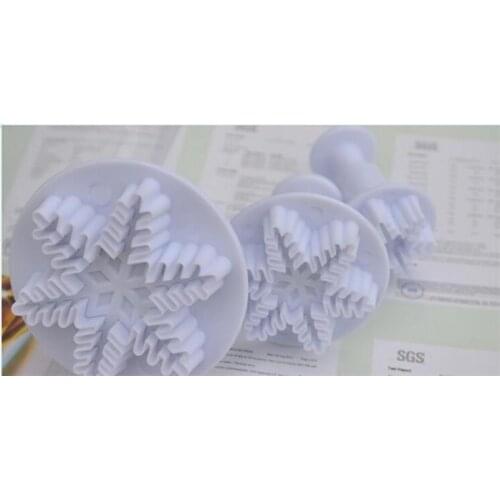 200set/lot, 3pcs/set snowflake plunger cutter for fondant cake decoration Cookie Sugarcraft cake tools mold