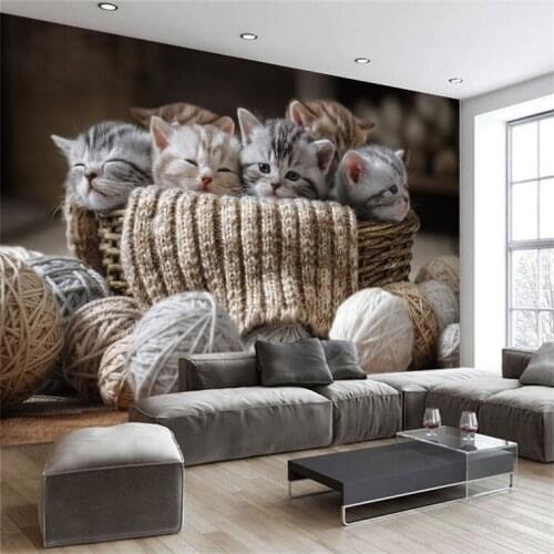 Custom 3d wallpaper Cute Small cats TV Sofa background wallpaper living room bedroom hotel mural gallery decoration wallpaper