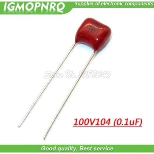 50PCS 100V104J Pitch 5mm 100NF 0.1UF 100V 104 CBB Polypropylene film capacitor 100V104J-P5