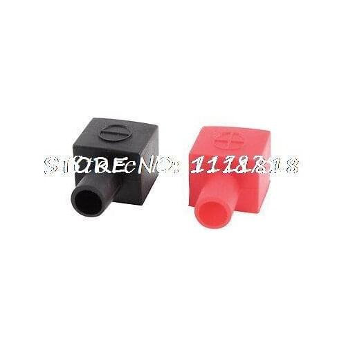 6 x Car Battery Terminal Cable Angle Type Insulation Cover Boot Cap Black Red