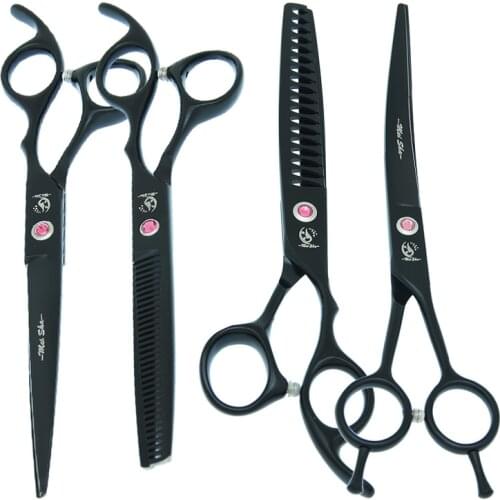 7" Pet Straight Up Curved Cutting Scissors Japanese Steel Dogs Grooming Shears Cats Fur Thinning Tijeras Pet Accessories B0034A