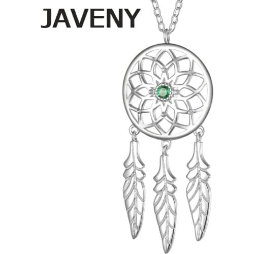 925 Sterling Silver Jewelry CZ Cubic Zirconia Feather Dreamcatcher Pendant Necklaces for Women Birthday Gift 10pcs Lot Wholesale