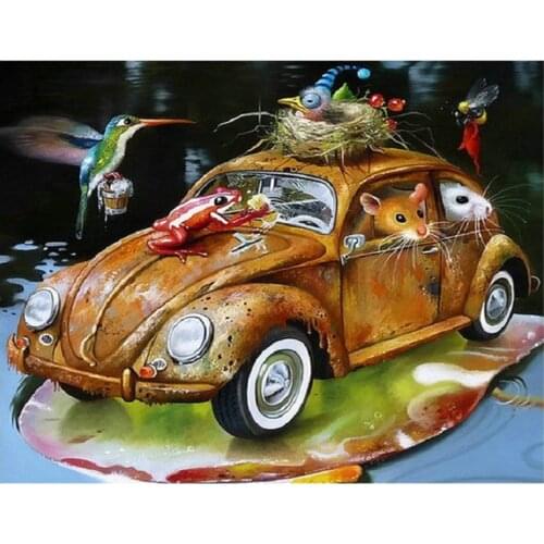 Diamond Painting Cross Stitch car mouse frog DIY 5D Diamond Mosaic Embroidery Picture of Rhinestones Home Decor Y0472