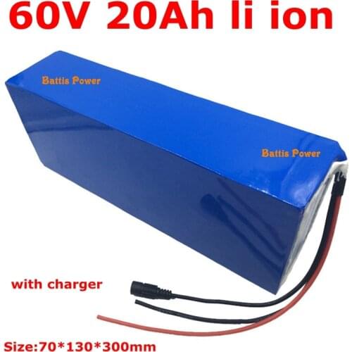 Free customize 60V 20Ah Lithium ion Battery 60v li ion BMS for 1800w citycoco scooter bike Replacement lead acid +3A charger