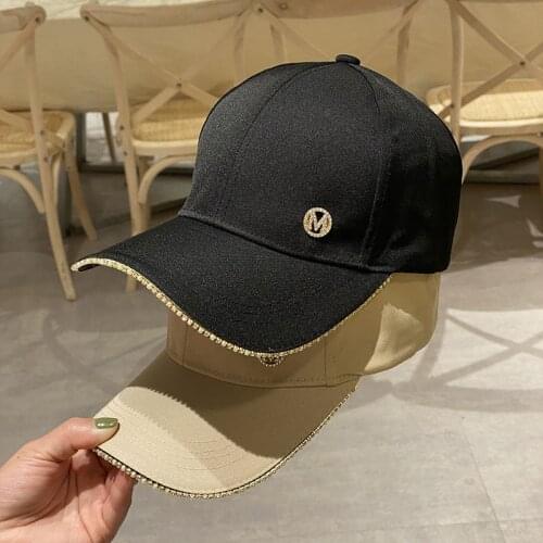 Letter M Rhinestone Women Baseball Cap 2020 New Female Solid Outdoor Autumn Adjustable Embroidered Hip-hop Hats Summer Sunhat