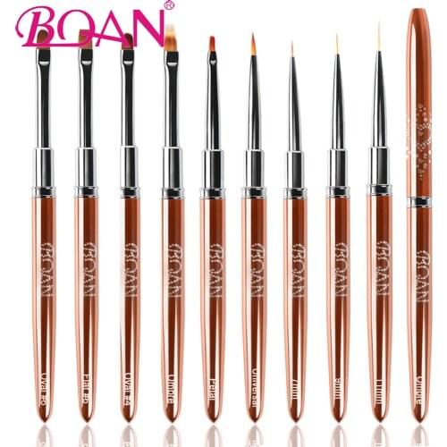 BQAN 1 PC Rose Gold Nail Brush UV Gel Brush Extension Liner Painting Brush Lines Liner Drawing Nails Pen Manicure Nail Art Tools