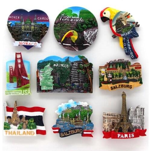 Brazil tourist attraction souvenir 3D fridge magnets refrigerator pasted Golden Gate Bridge Thailand Paris Monaco world tourist
