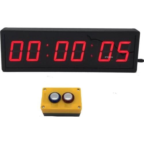 BTBSIGN LED Countdown Clock Stopwatch With Wired Switch Button and Remote Sports Race Timing Clock 2.3inch Red