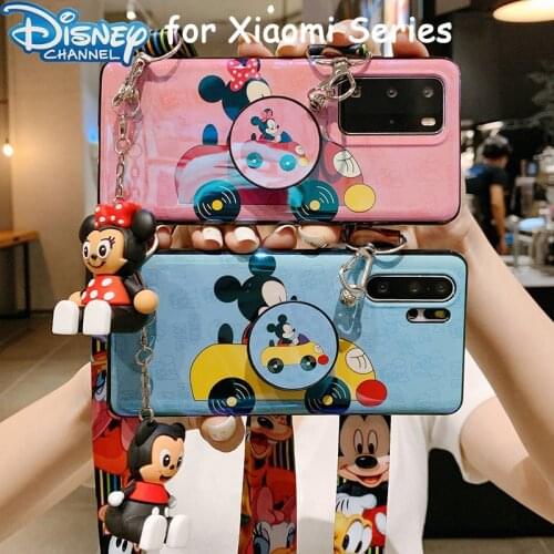 Disney Mickey Minnie Blu-ray TPU Case Holder Strap for Xiaomi 11 Redmi Note 10 9 Pro Holder Strap Cover For Mi Poco X3 10T Lite