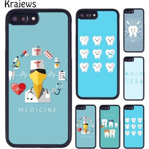 Krajews Cartoon Dentist Dental Crowned Teeth Phone Case For iPhone 6 7 8 plus 11 12 Pro X XR XS Max Samsung Galaxy S7 S8 S9 S10