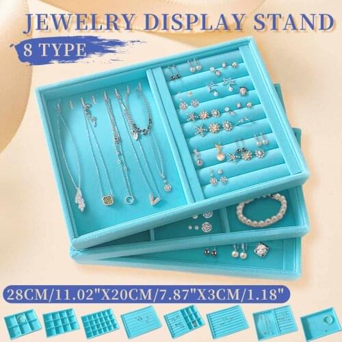 8 Type Fashion Portable Velvet Jewelry Ring Jewelry Display Organizer Box Tray Holder Earring Jewelry Storage Case Showcase Gift