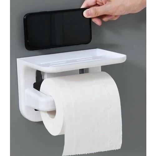 Stainless Steel Toilet Paper Holder Bathroom Wall Mount WC Paper Phone Holder Shelf Towel Roll shelf Accessories