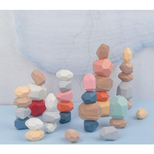 Nordic Style Stacking Wooden Stones Jenga Building Blocks Toys Balancing Blocks Natural Wood Toy Kids Educational Montessori Toy