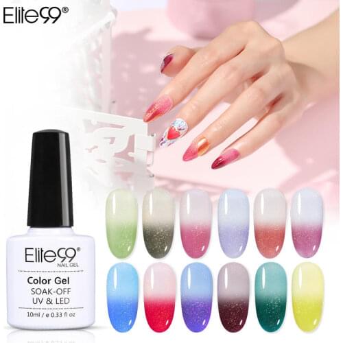 Elite99 10ml Temperature Color Change Gel Polish Soak Off Neon Shimmer UV Gel Nail Polish Nail Art Manicure Thermal Gel Lacquer